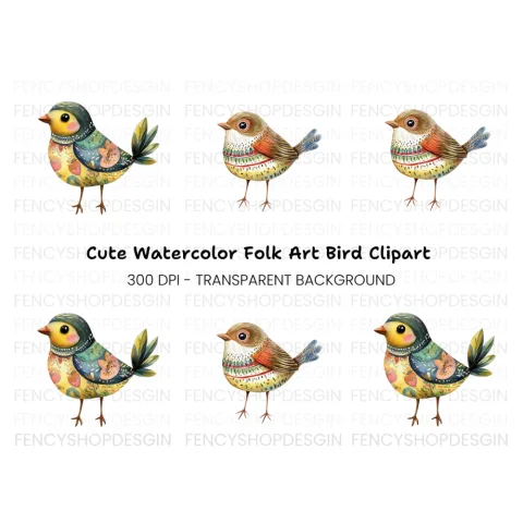 Folk Bird Clipart Bundle