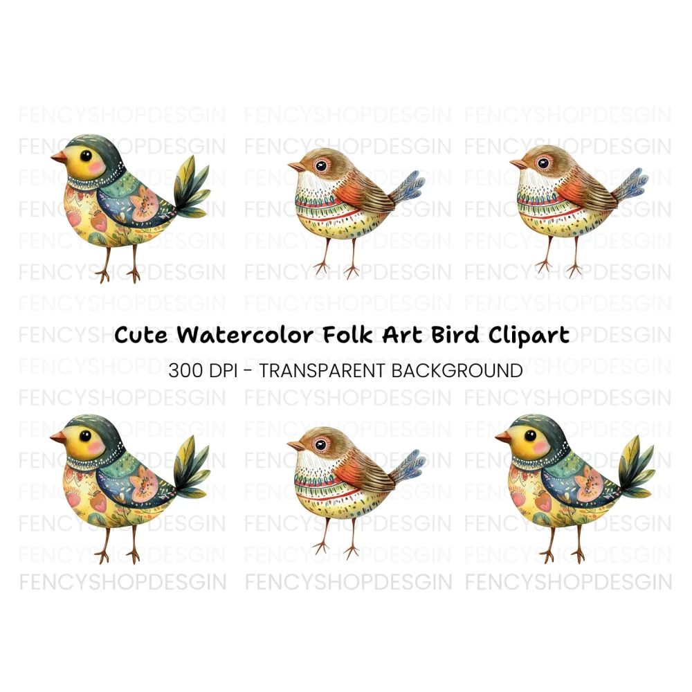 Folk Bird Clipart Bundle