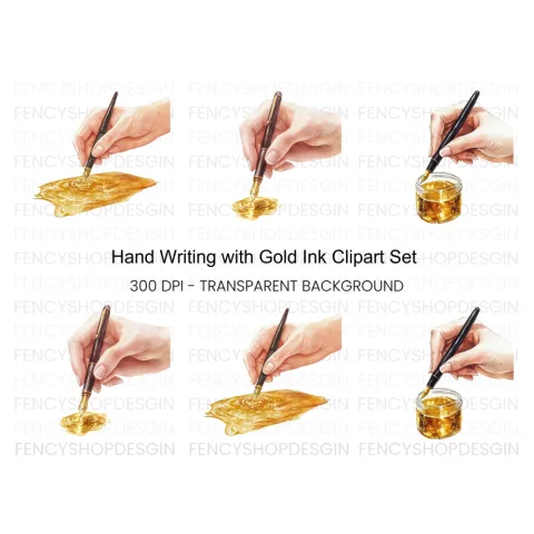 Fountain Pen Handwriting Clipart Bundle