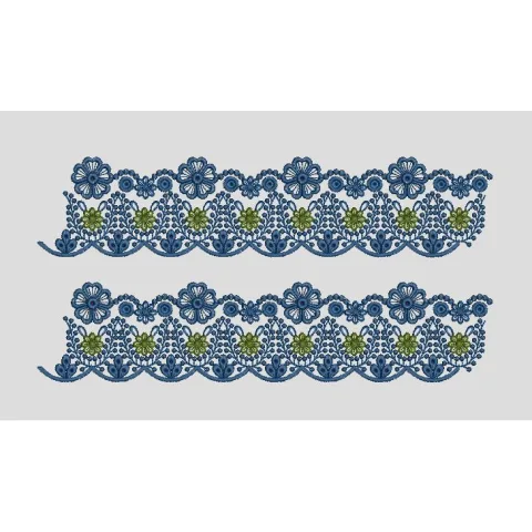Double Layered Floral Lace Border Embroidery Design