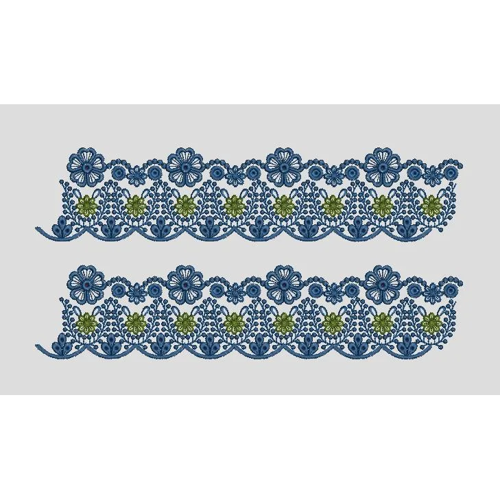 Double Layered Floral Lace Border Embroidery Design