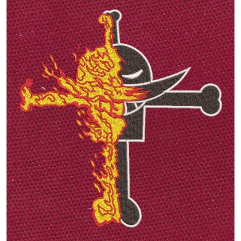 Fiery Crossbone Split Embroidery Design