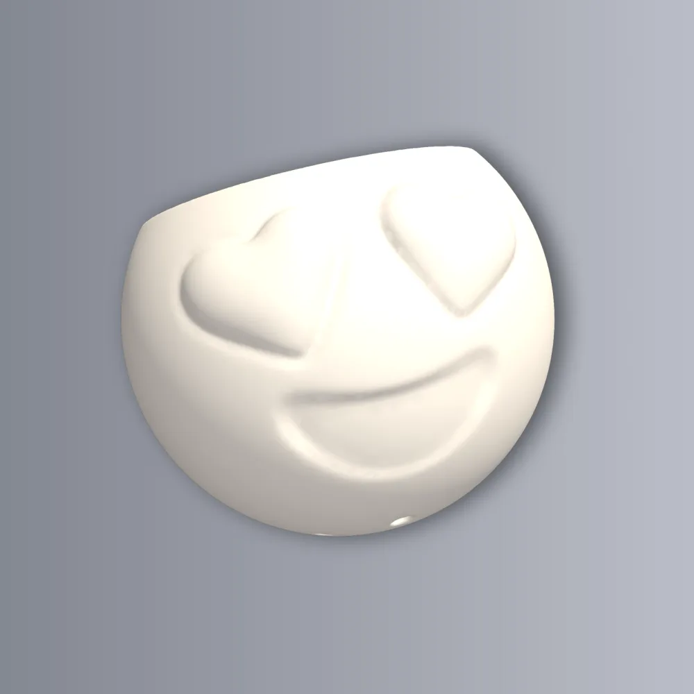 Heart Eyes Emoji Planter Wall With Hole And Bracket 3D Print STL File