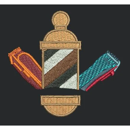 Barber Pole and Clippers Embroidery Design