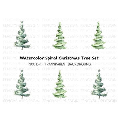 Spiral Christmas Tree Clipart Bundle
