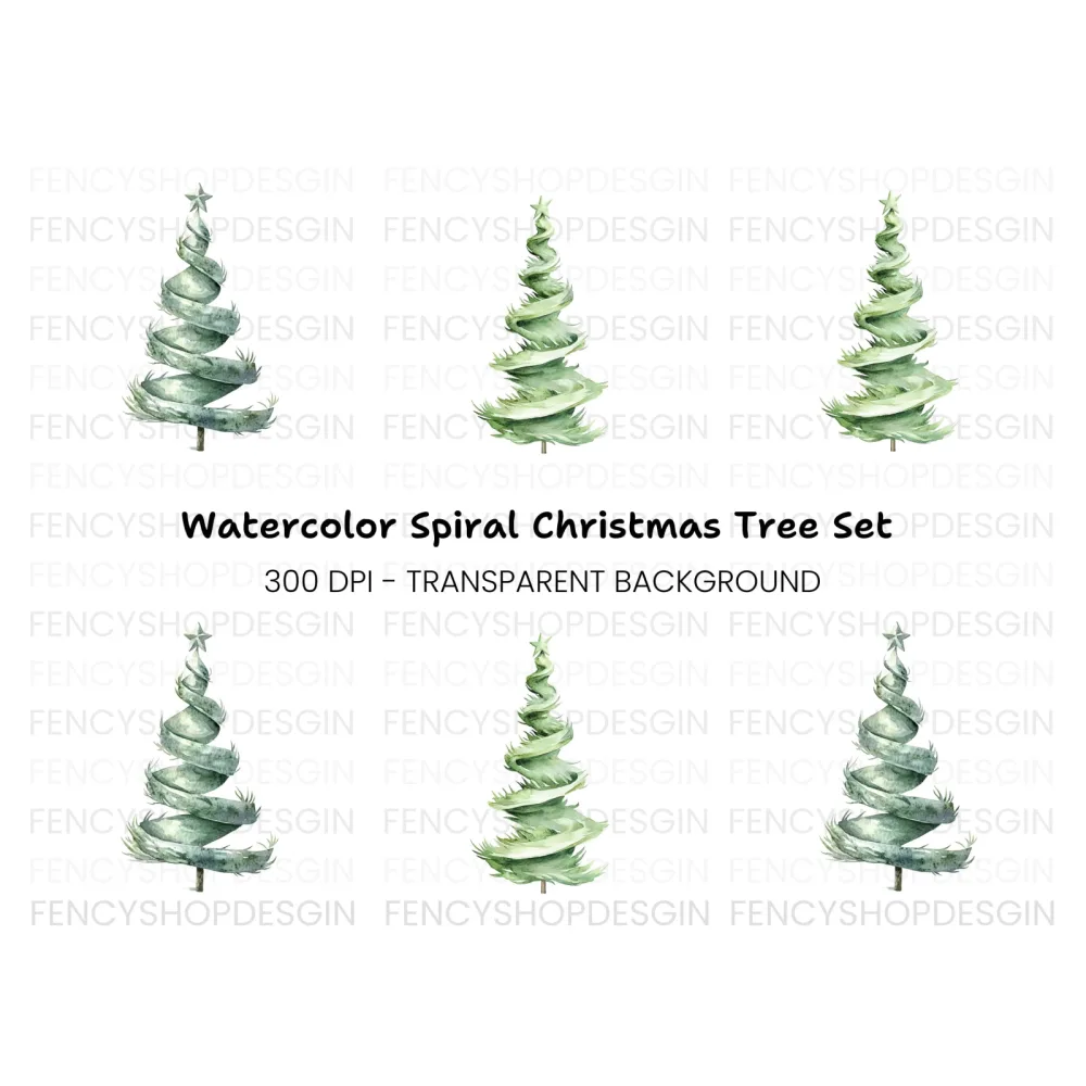 Spiral Christmas Tree Clipart Bundle