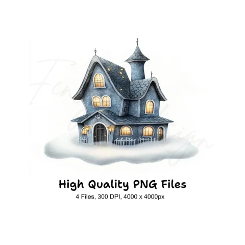 Whimsical Winter House Clipart Bundle