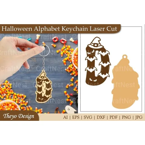 Halloween Keychain Alphabet SVG