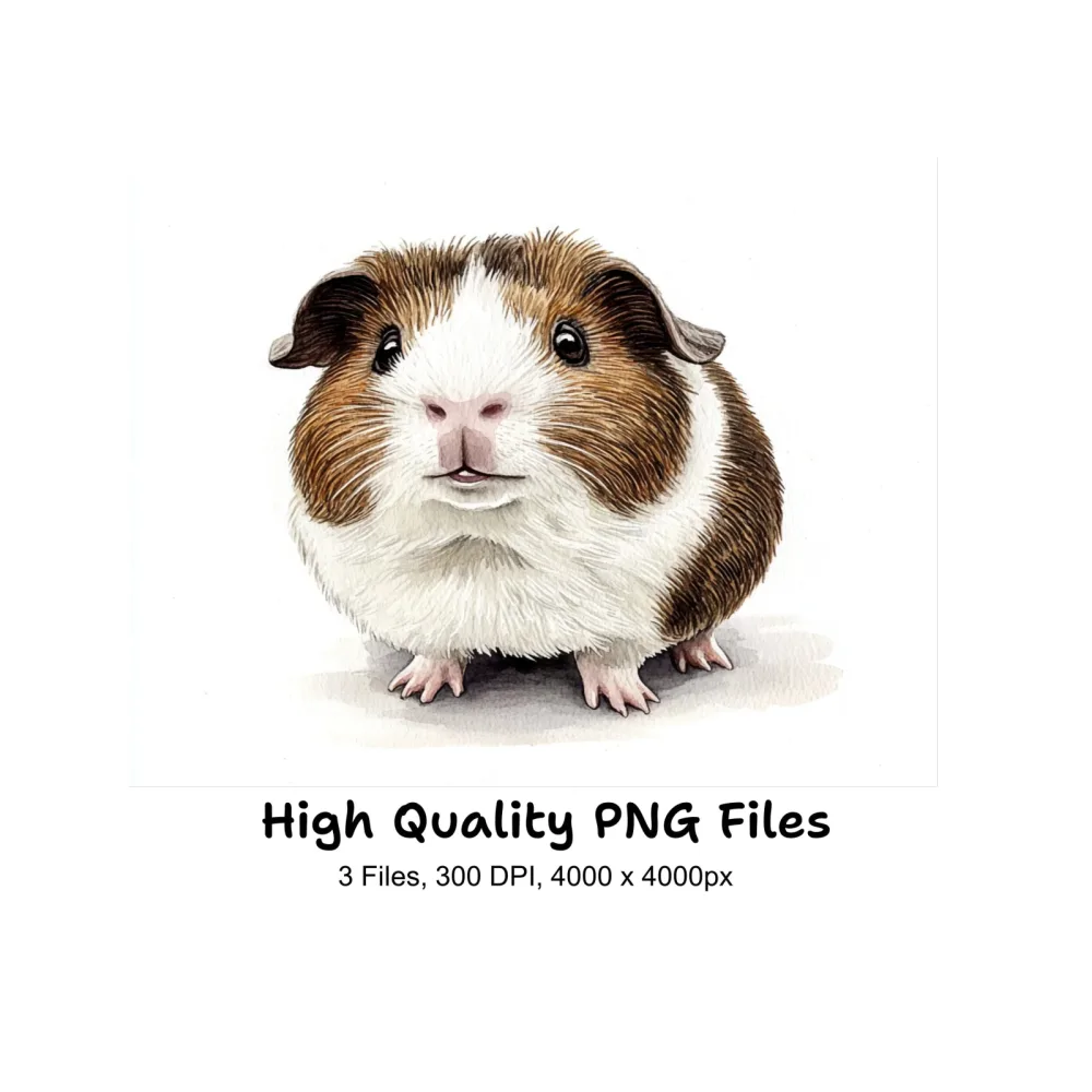 Brown and White Guinea Pig Clipart Bundle