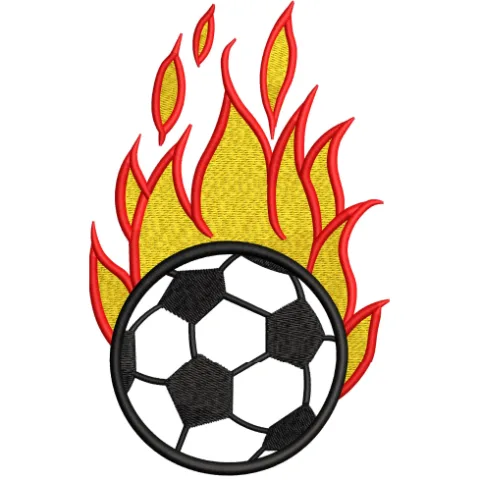 Football Fire Embroidery Design