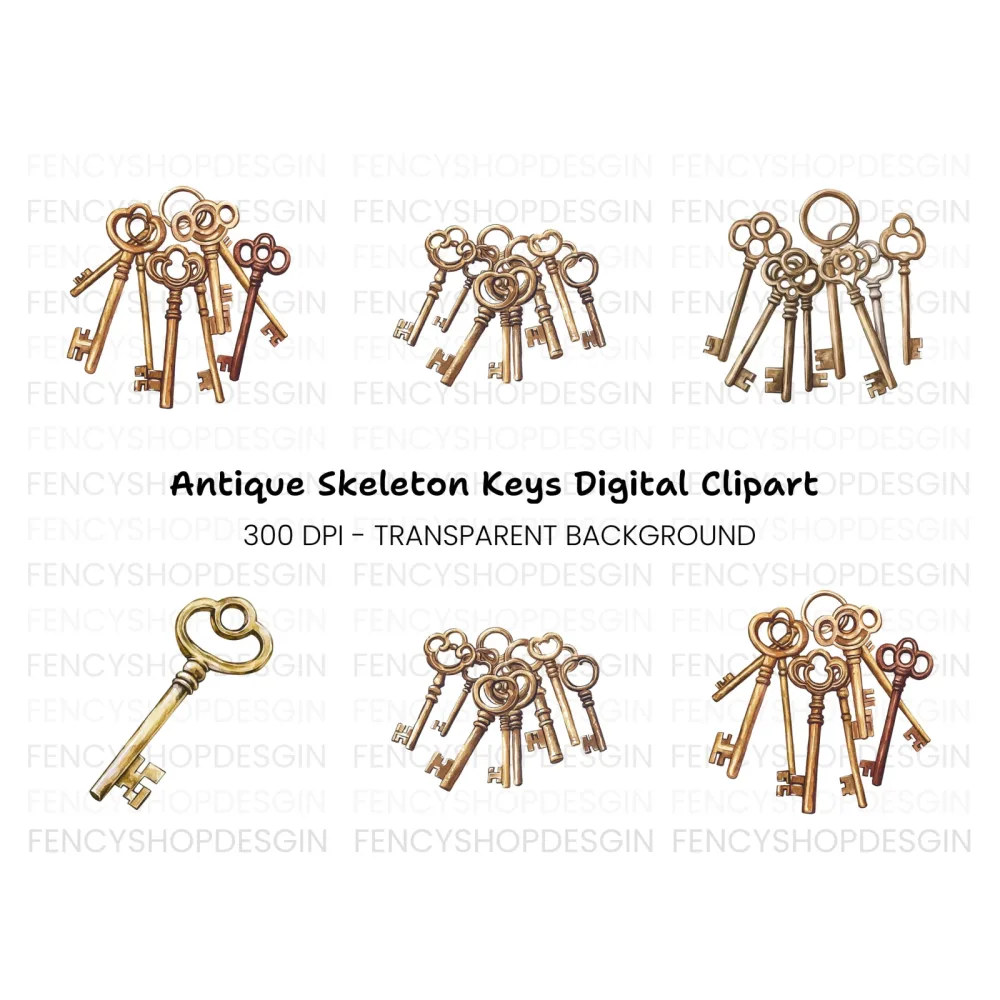 Vintage Key Clipart Bundle