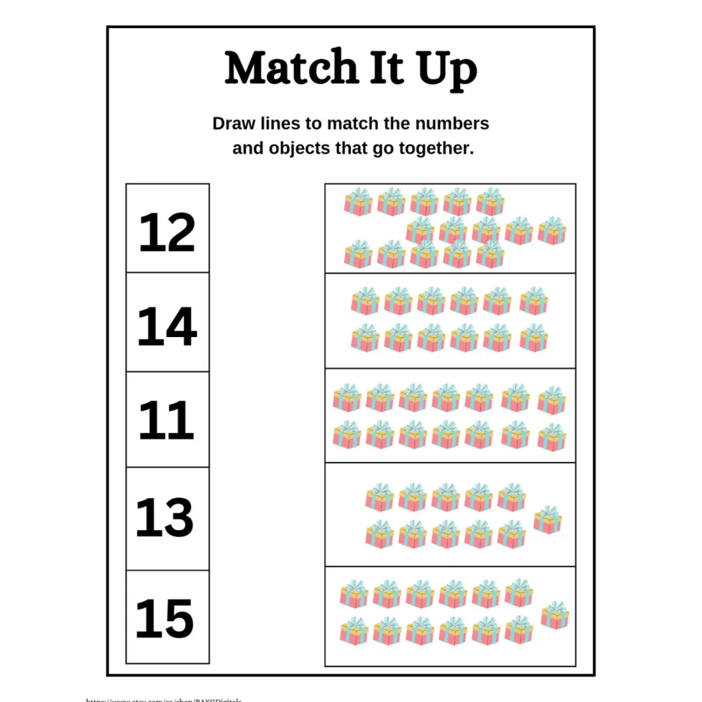 Number Matching Objects Counting Worksheet