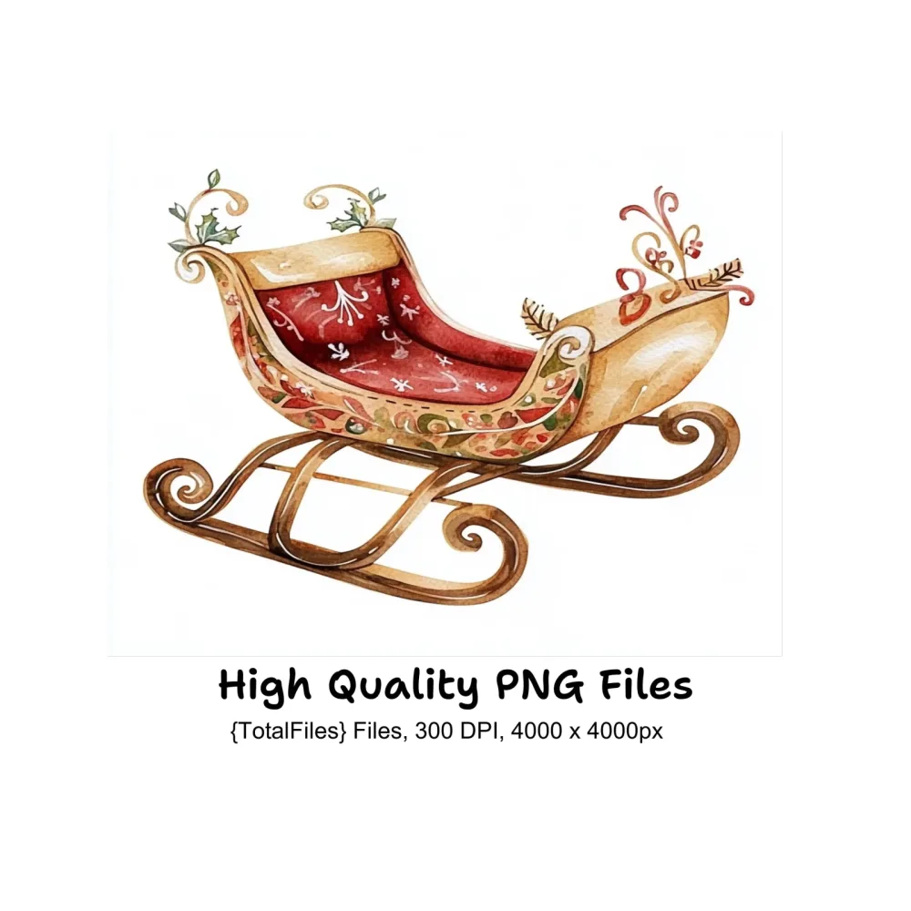 Christmas Sleigh Clipart Bundle