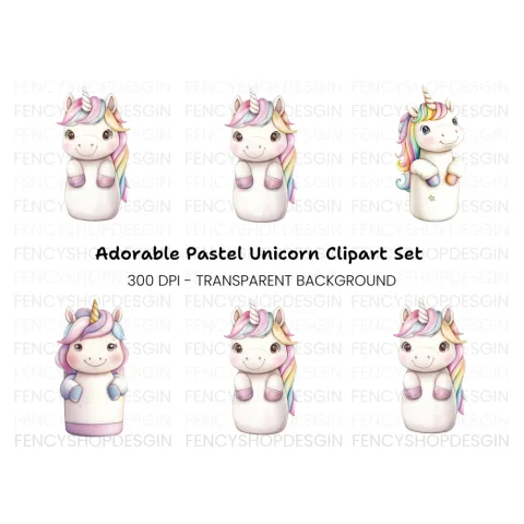 Cute Unicorn Clipart Bundle