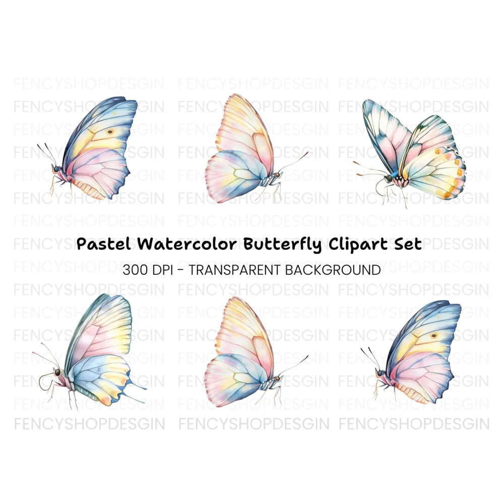 Soft Hues Butterfly Clipart Bundle