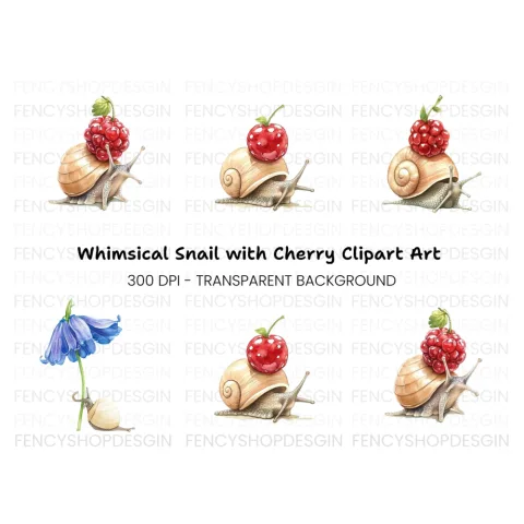 Snails Carrying Berries Clipart Bundle