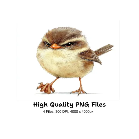 Cute Fluffy Bird Clipart Bundle