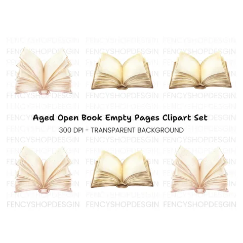 Open Vintage Books Clipart Bundle