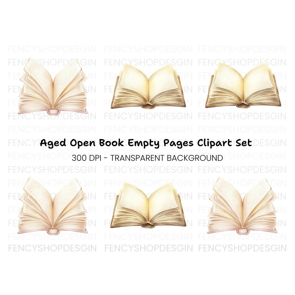 Open Vintage Books Clipart Bundle