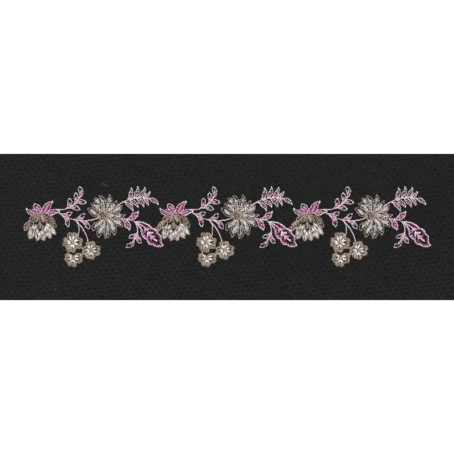 Floral Jacquard Woven White Embroidery Design