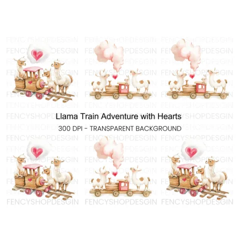 Llama Train Adventure Clipart Bundle