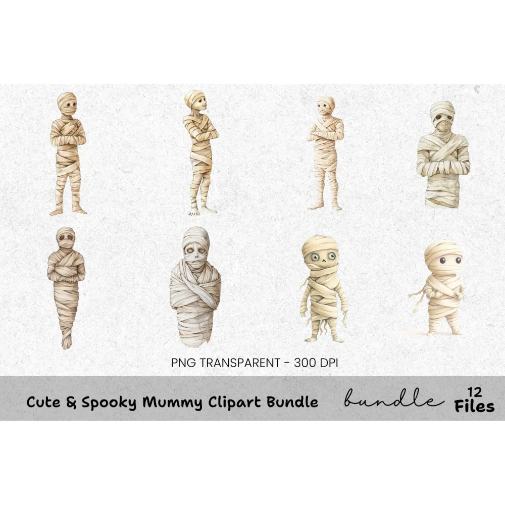 Cute Spooky Mummy Clipart Bundle