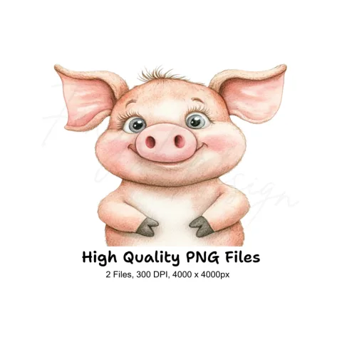 Charming Baby Pig Duo Clipart Bundle