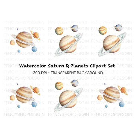 Solar System Planets Clipart Bundle