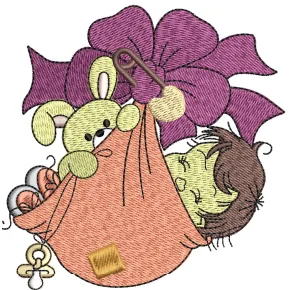 Flower With Baby Embroidery Design