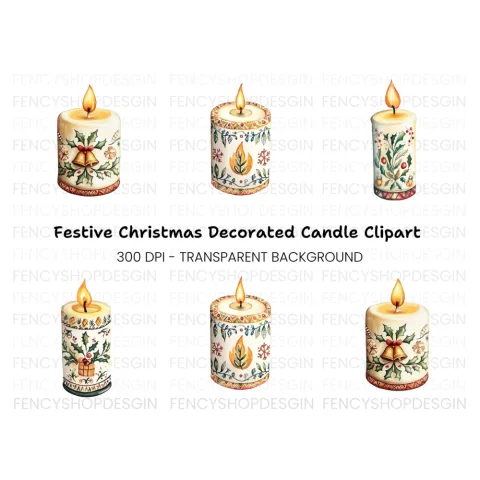 Christmas Candle Clipart Bundle