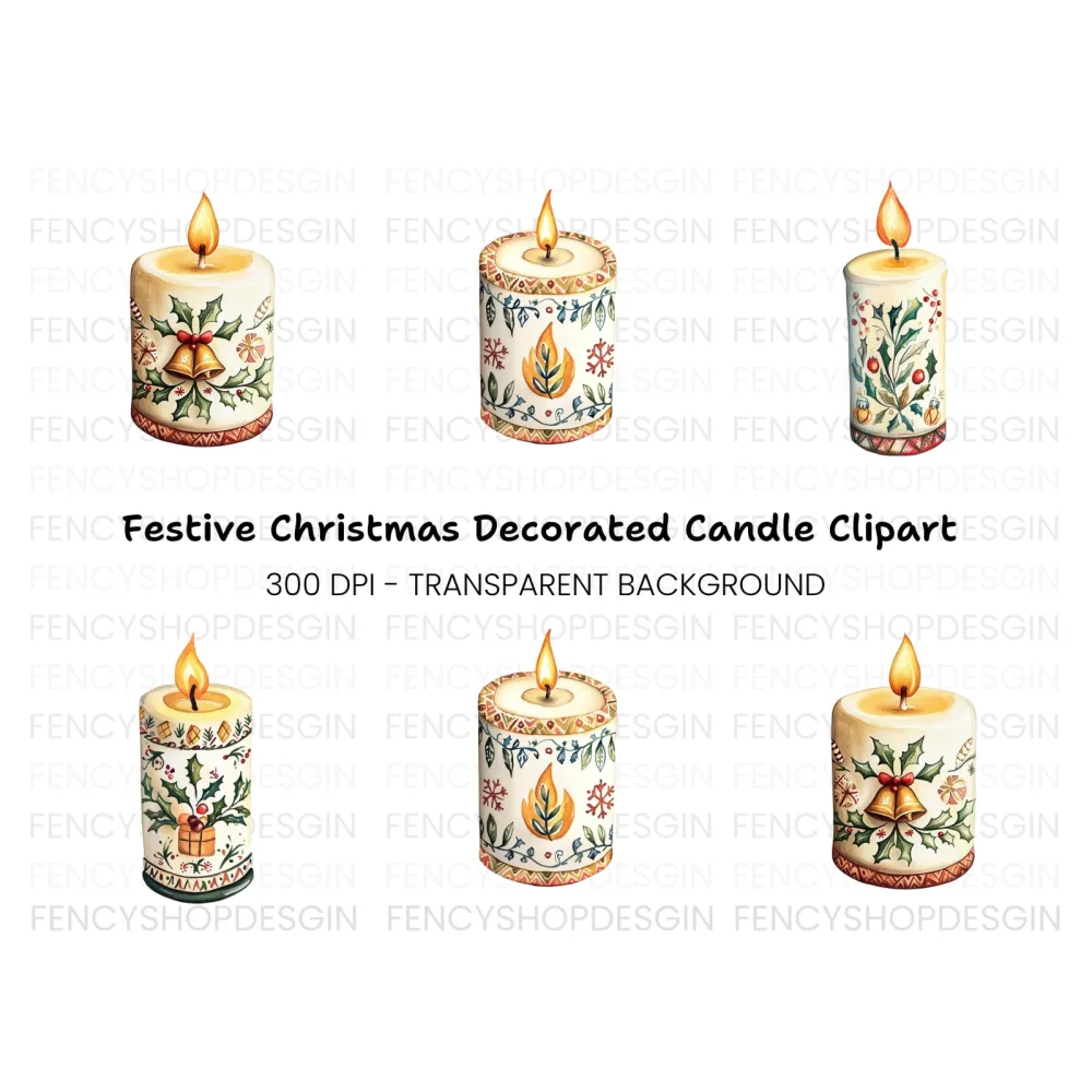 Christmas Candle Clipart Bundle