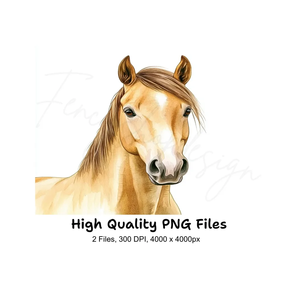 Majestic Palomino Horse Head Clipart Bundle