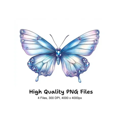 Purple Pink Jeweled Butterfly Clipart Bundle
