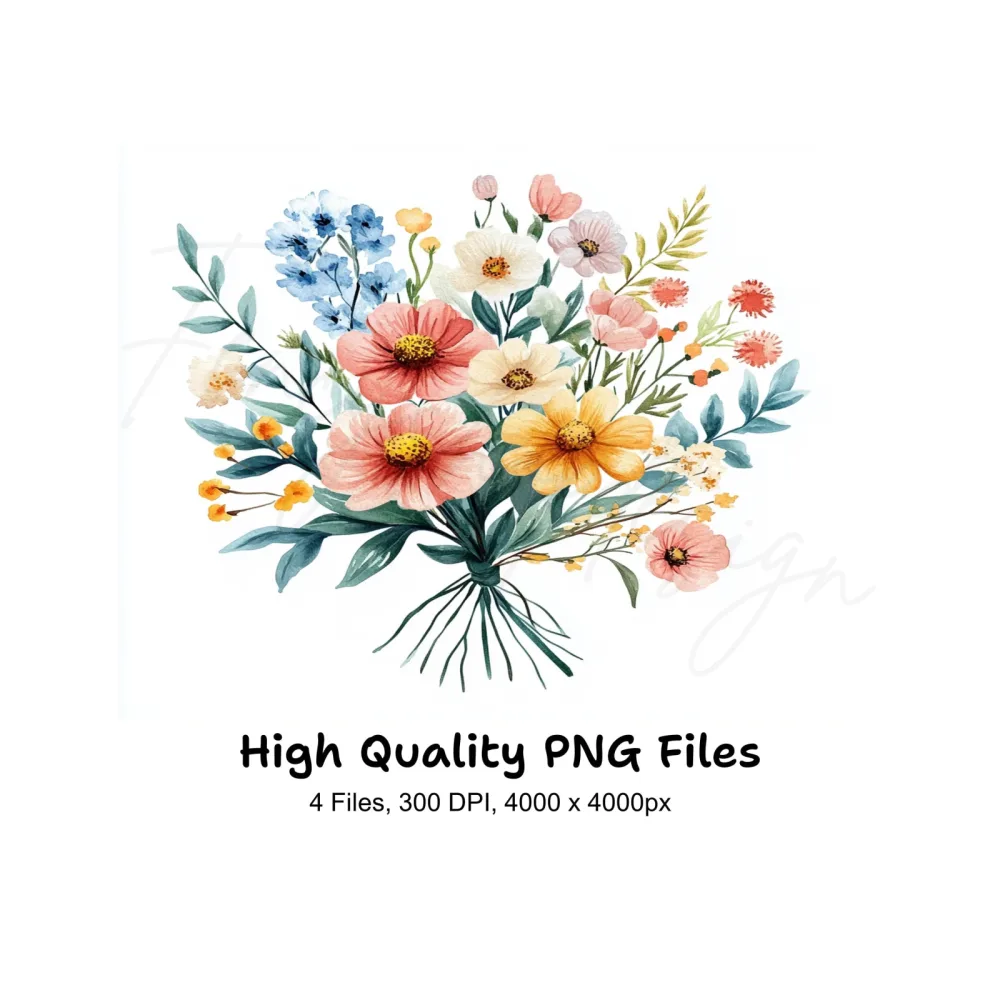 Rustic Flower Bouquets Clipart Bundle
