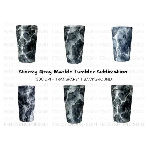 Grey and White Marble Tumbler Designs Clipart Bundle