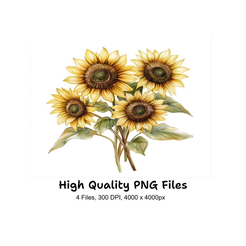 Sunflower Bouquets Clipart Bundle