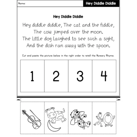 Nursery Rhymes Story Retelling Worksheets