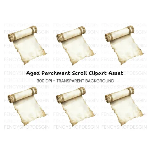 Elegant Rolled Parchment Clipart Bundle