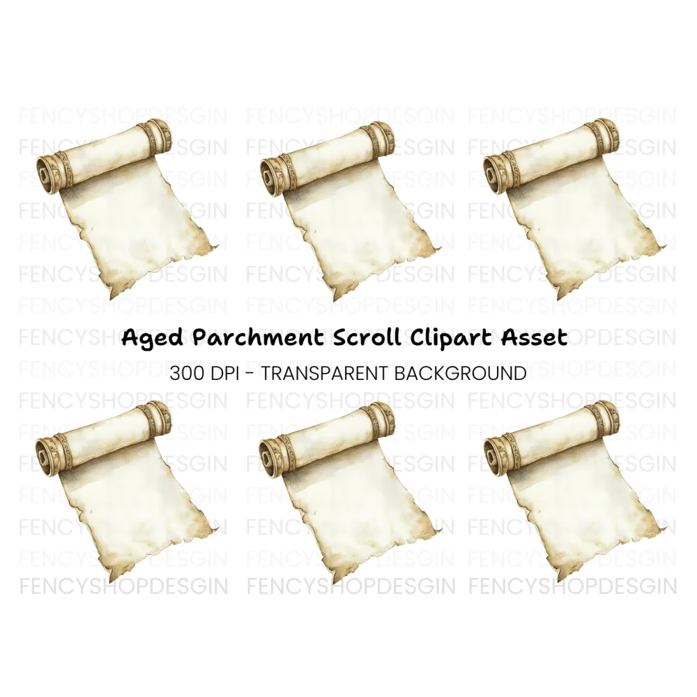 Elegant Rolled Parchment Clipart Bundle