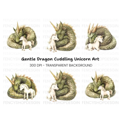 Dragon and Unicorn Clipart Bundle