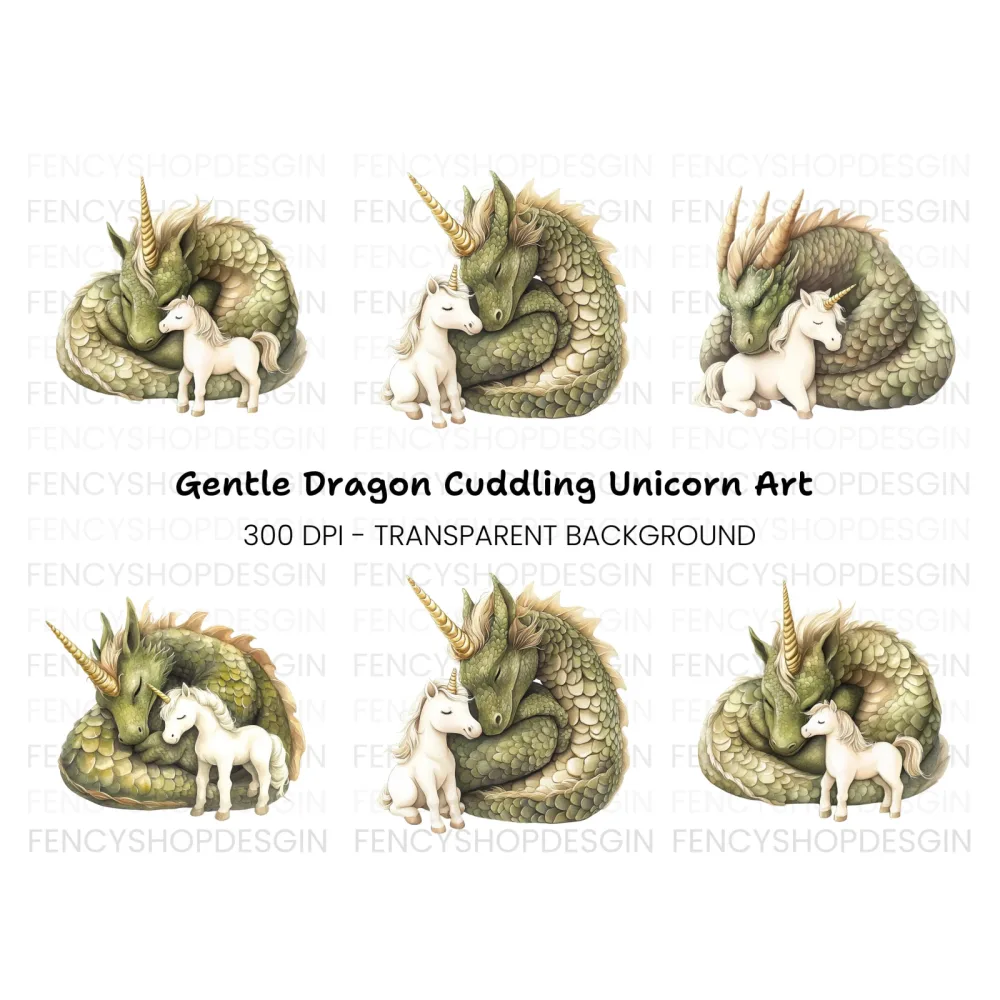 Dragon and Unicorn Clipart Bundle