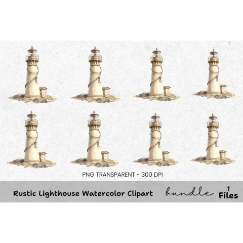 Rustic Lighthouse Clipart Bundle
