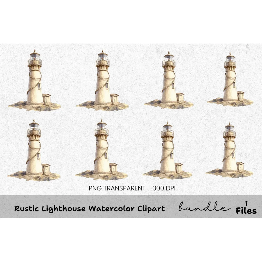 Rustic Lighthouse Clipart Bundle