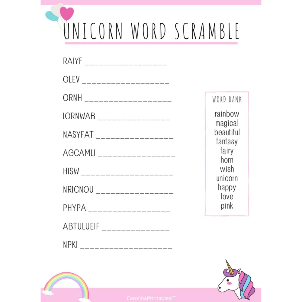 Unicorn Games Activity Pack