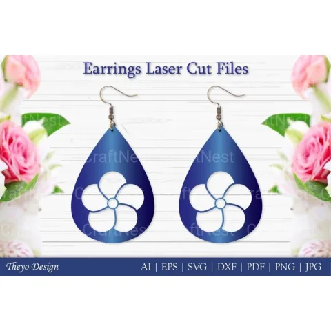 Laser Cut Flower Earrings SVG Bundle