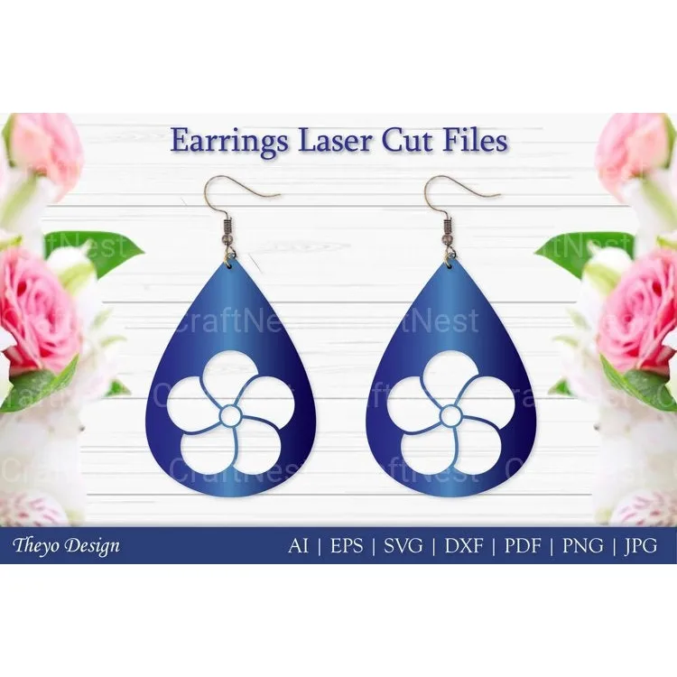 Laser Cut Flower Earrings SVG Bundle