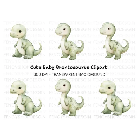 Charming Green Dinosaur Clipart Bundle