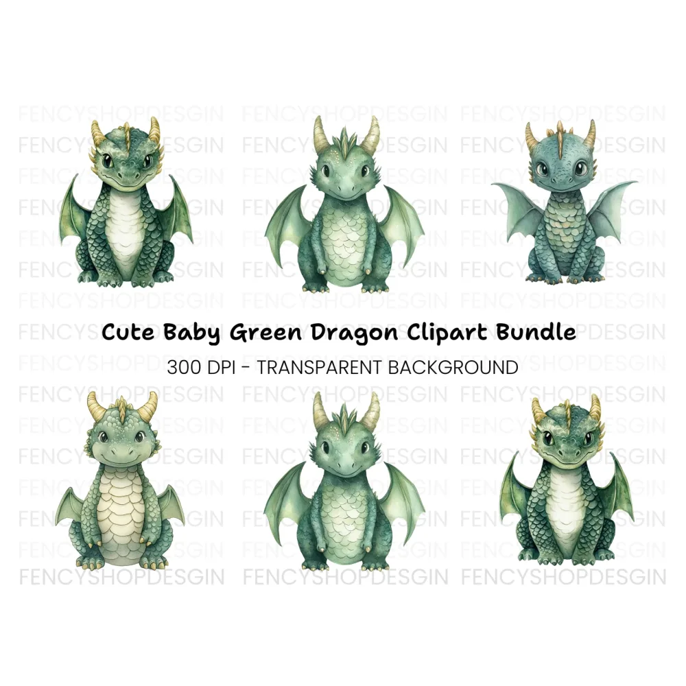 Cute Baby Dragon Clipart Bundle