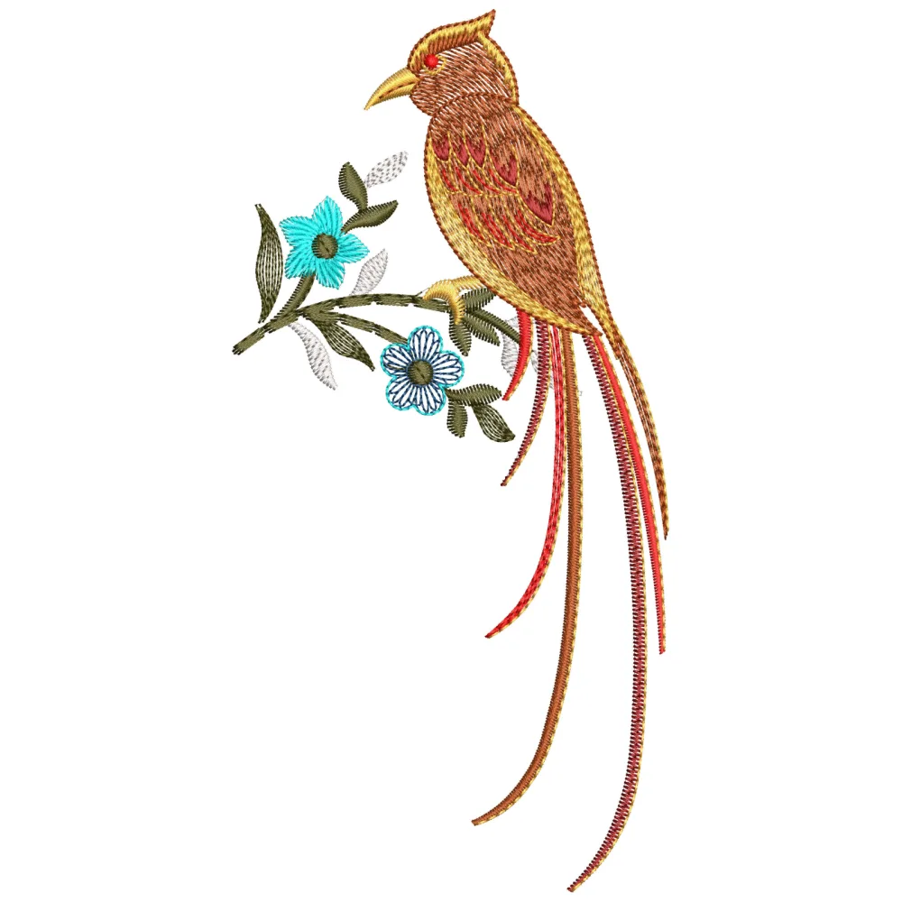 Sparrow Leaf Embroidery Design