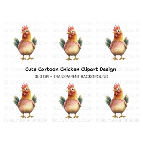 Cute Cartoon Chicken Fun Clipart Bundle